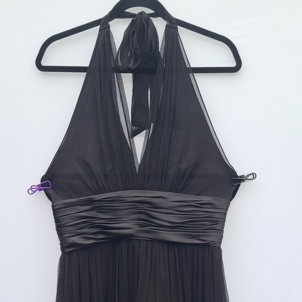 Maggy London Petites Black Halter Silk Dress